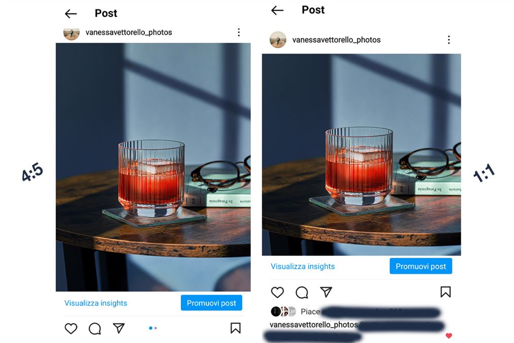 Crop corretto per Instagram, il rapporto tra gli oggetti e i vuoti è mantenuto.