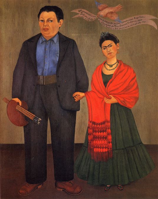 La coppia immortalata in un dipinto della stessa Frida