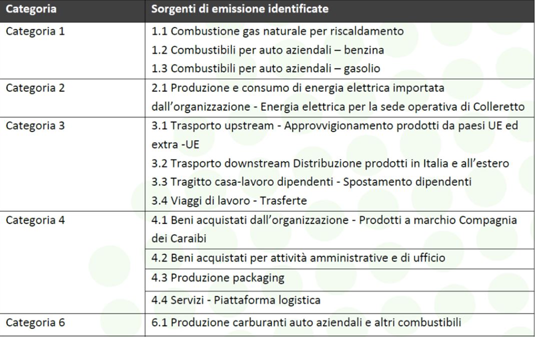 Qui le sei categorie prese in esame per le attività legate al mondo CdC